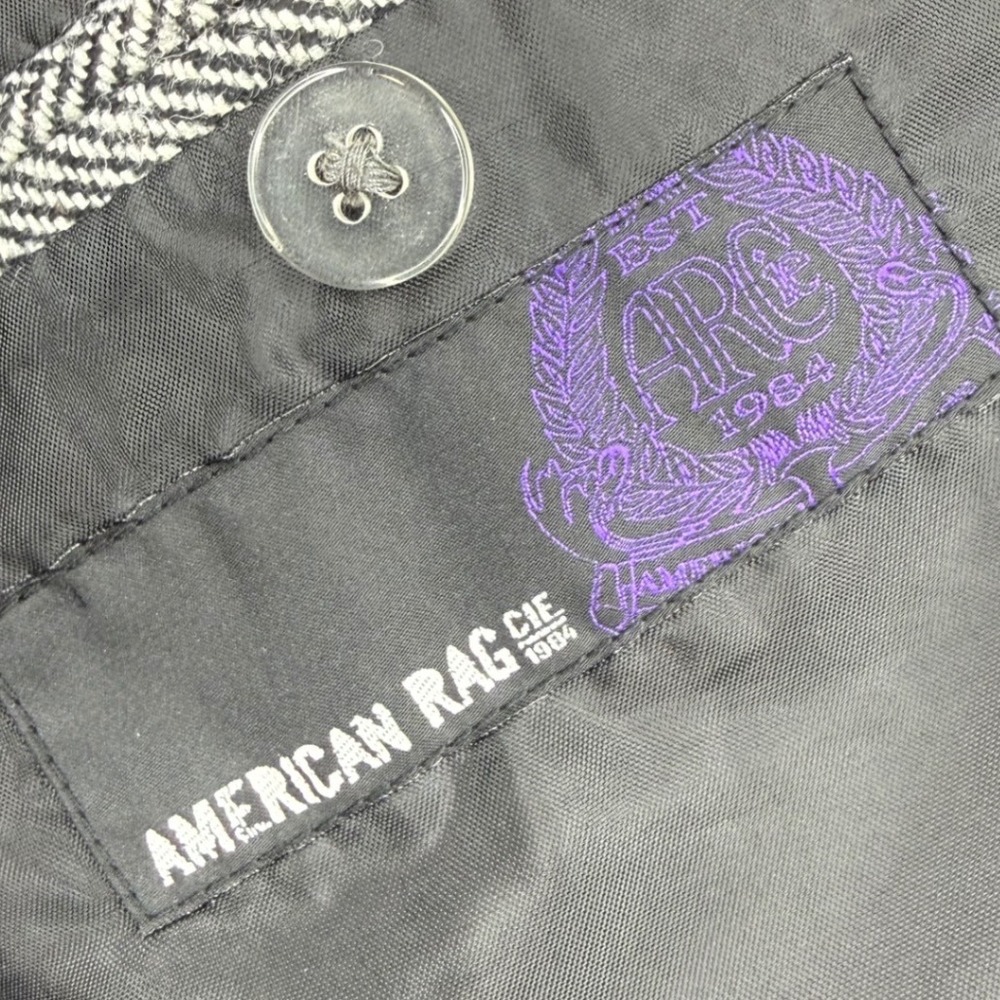 American Rag Mens Herringbone Blazer Jacket Hood Gray XL 1990s vibes Y2K Street - Picture 9 of 10